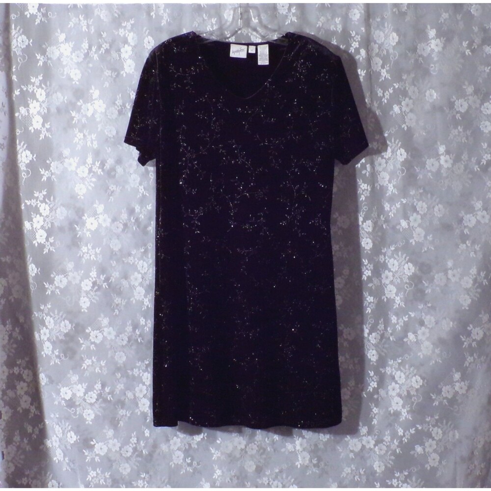 Vintage 90s Velvet Mini Dress Size Large 1990s Retro Whimsigoth Goth Celestial